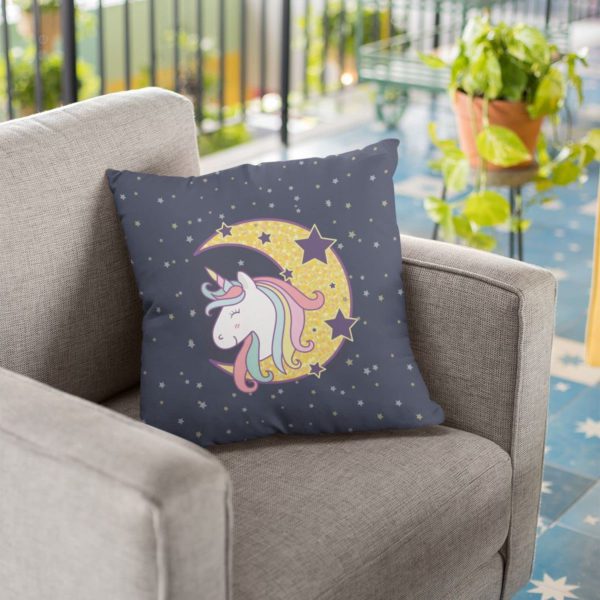 TheYaYaCafe Birthday Gifts 12 x 12 Cute Dream Rainbow Unicorn Printed Velvet Cushion (with Filler) Throw Pillow Sofa