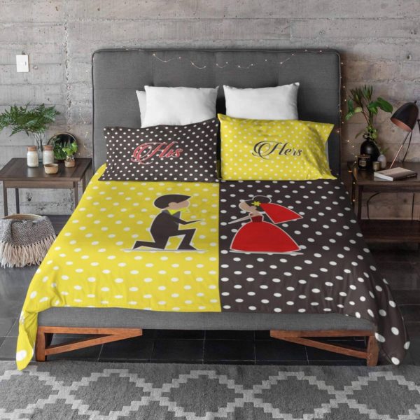 His and Hers Bedsheet with Pillows Cases