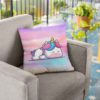 TheYaYaCafe Birthday Gifts 12 x 12 Cute Dream Rainbow Unicorn Printed Velvet Cushion (with Filler) Throw Pillow Sofa