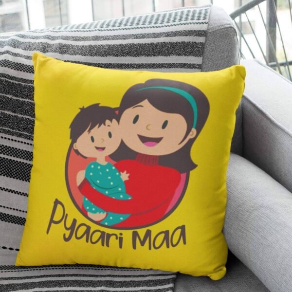 Mothers Day Cushion Pyaari Maa Printed Throw Pillow Sofa - Yellow