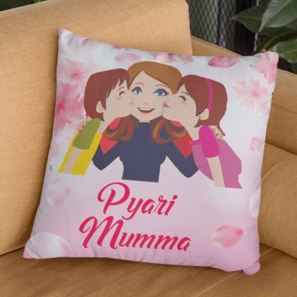 Mothers Day Cushion Pyaari Mumma Printed Throw Pillow Sofa - Multicolor