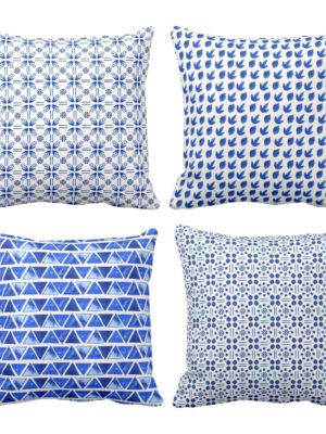 Yaya Cafe 12 x 12 inch ngelic Marvelous Indigo Printed Cushion Covers Set of 4 for Home Sofa