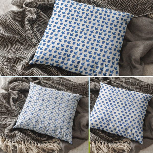 TheYaYaCafe 20 x 20 inch Splendid Alluring Indigo Printed Cushion Covers Set of 4 for Home Sofa