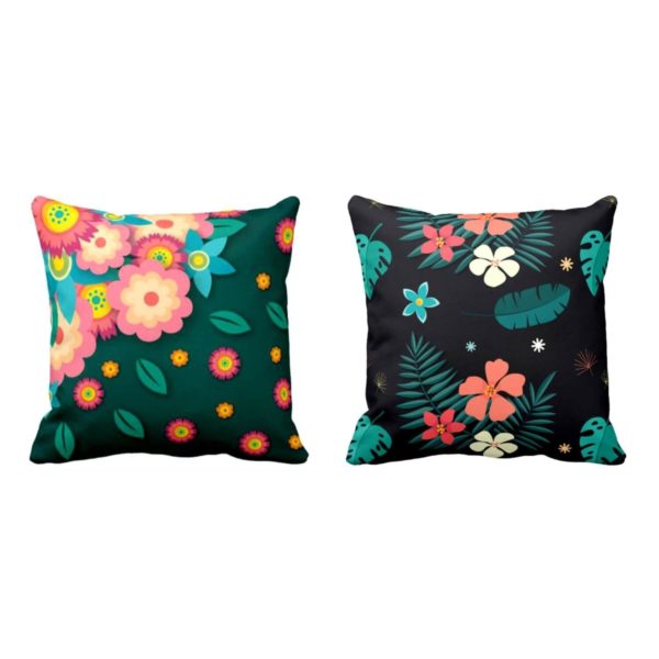 Admirable Beauteous Floral Flowers Printed Cushion Covers Set of 2