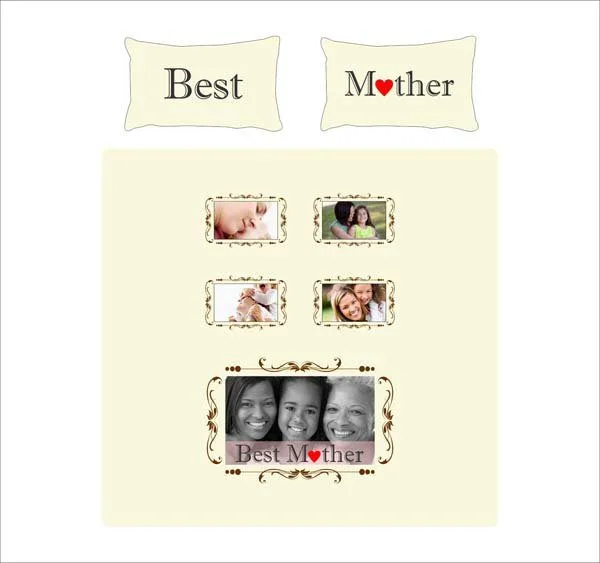 Personalized Best Mother Double Bed Photo Bedsheet for Mother