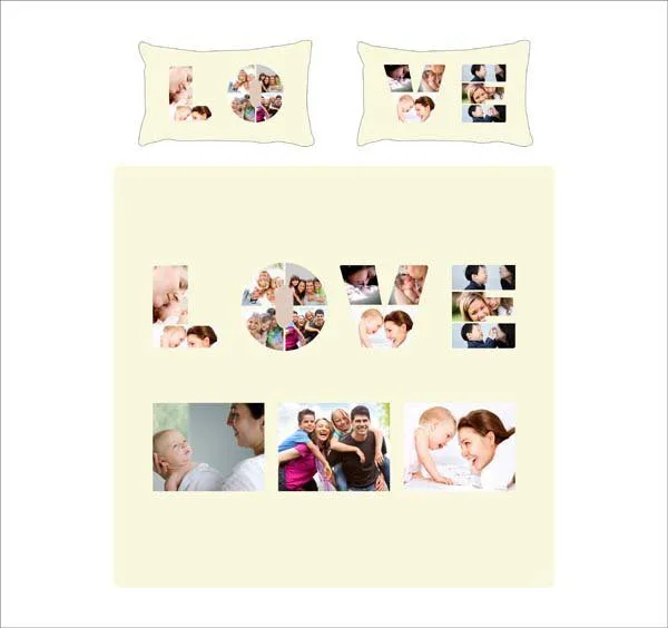 Personalized Love Photo Collage Bedsheet