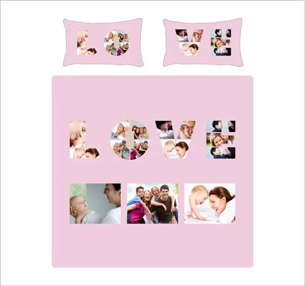 Personalized Love Photo Collage Bedsheet