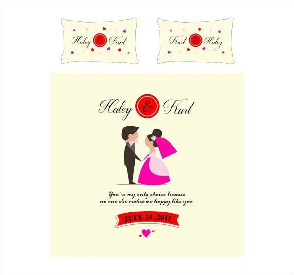 Personalized Romantic Couple Bedsheet With 2 Pillow Cover