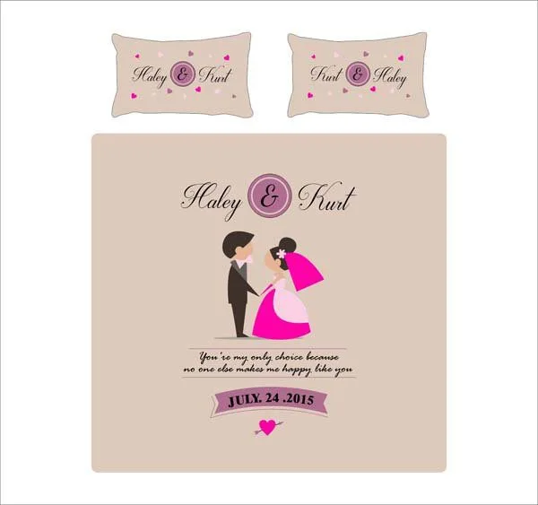 Personalized Romantic Couple Bedsheet With 2 Pillow Cover