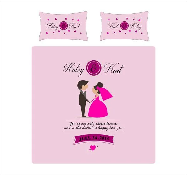 Personalized Romantic Couple Bedsheet With 2 Pillow Cover