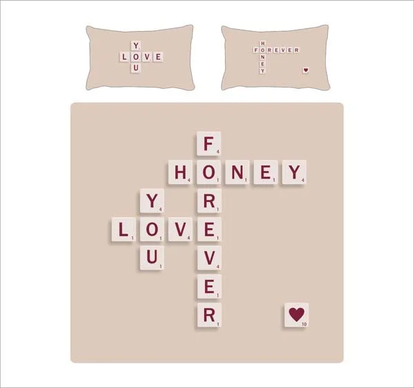 Romantic Scrabble Bedding Set