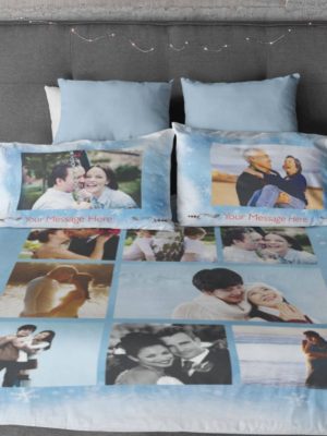 Personalized 8 Photo Collage Double Bedsheet with Pillow Covers