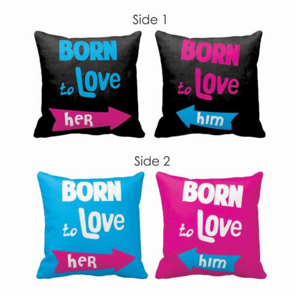 Romantic Born to Love Couple Cushion Covers–Set of 2 Double Side Printed