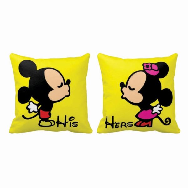 He's mine She's Mine Both Side Printed Couple Cushion Covers Set of 2