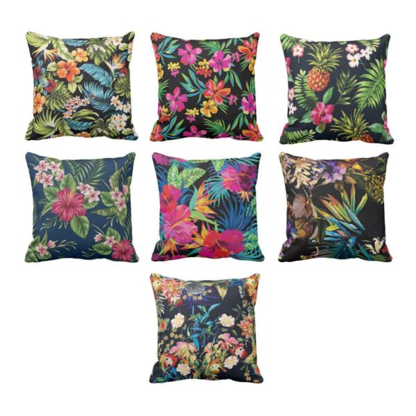 Decorative Colorful Floral Cushion Cover Set of 7
