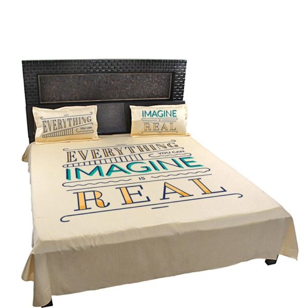 Everything You Can Imagine Is Real Inspirational Printed Bed Sheet