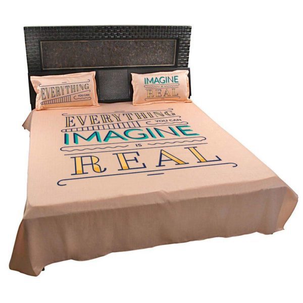 Everything You Can Imagine Is Real Inspirational Printed Bed Sheet