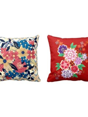 Foxy Cute Floral Flowers Printed Cushion Covers Set of 2