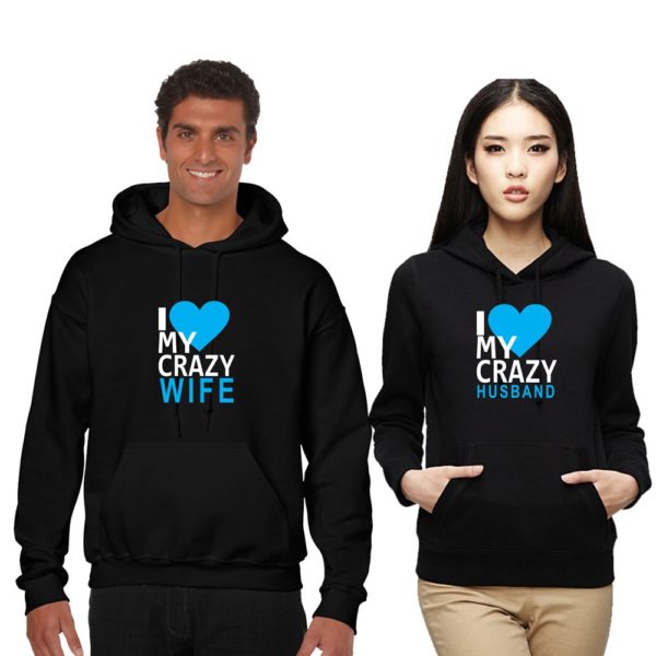 I Love My Crazy Husband & Wife Hoodies