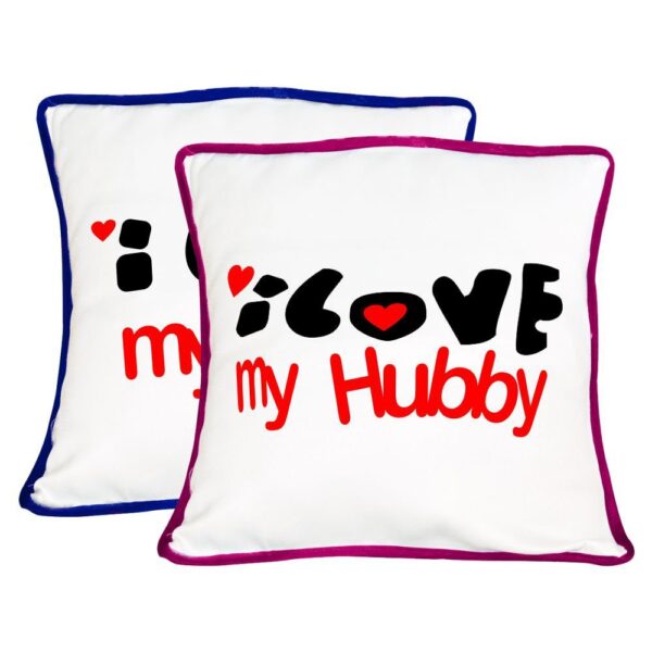 I Love Wifey Hubby Double Side Cushion Covers - Set of 2 for Couple