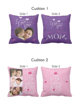 Personalized I Love You mom both Side Printed Cushion Covers Set of 2