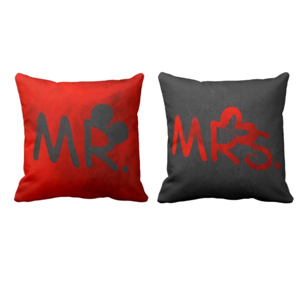 Moustache and Kiss Couple Double Sided Printed Cushion Covers – Set of 2