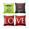 Moustache and Kiss Couple Double Sided Printed Cushion Covers – Set of 2