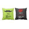 Moustache and Kiss Couple Double Sided Printed Cushion Covers – Set of 2