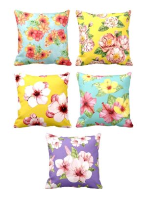 Tempting Floral Flowers Cushion Cover Set of 5