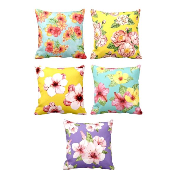 Exquisite Floral Flowers Cushion Cover Set of 5