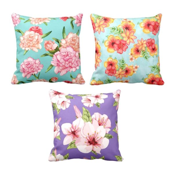 Delicate Marvelous Symmetrical Floral Cushion Covers Set of 3