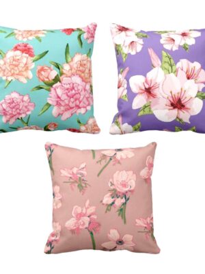 Symmetrical Resplendent Delicate Floral Cushion Covers Set of 3