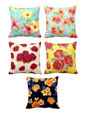 Splendid Ranunculus Floral Flowers Cushion Cover Set of 5