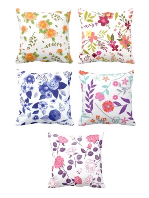 Symmetrical Floral Flowers Cushion Cover Set of 5