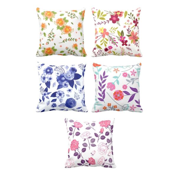 Exquisite Floral Flowers Cushion Cover Set of 5