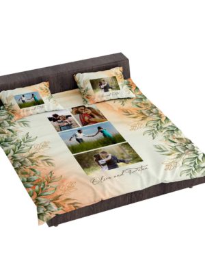 Personalized Photo Collage Bedsheet for Couple