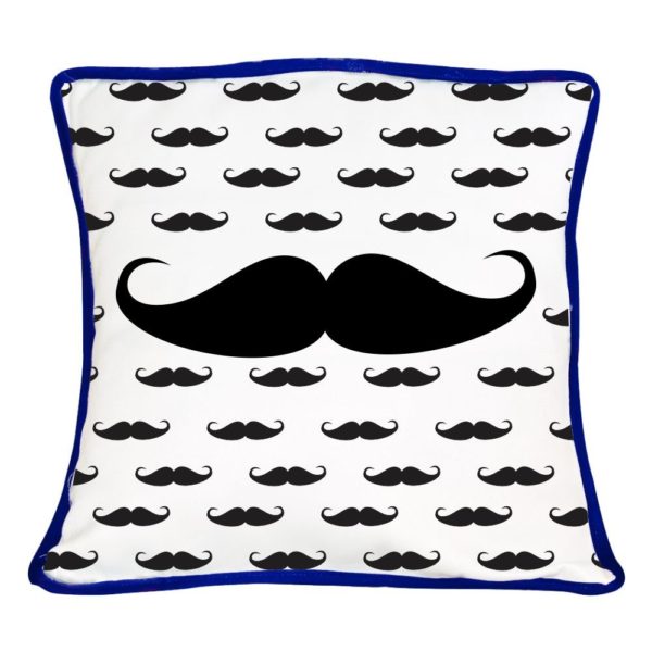 Moustache and Kiss Couple Double Sided Printed Cushion Covers – Set of 2