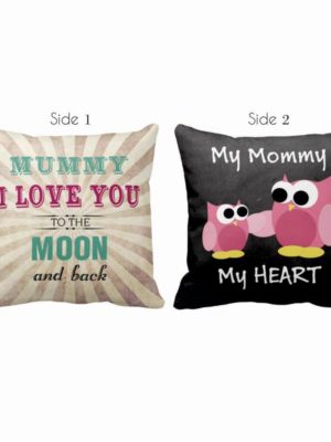 Cute My Mommy My Heart Owls Double Sided Printed Cushion Cover