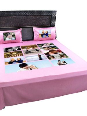 Personalized 12 Photo Collage Double Bed sheet with Pillow Covers