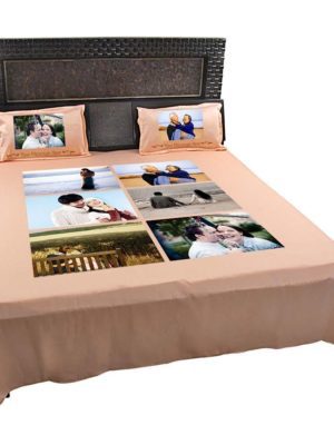 Personalized 6 Photo Collage Double Bed sheet with Pillow Covers