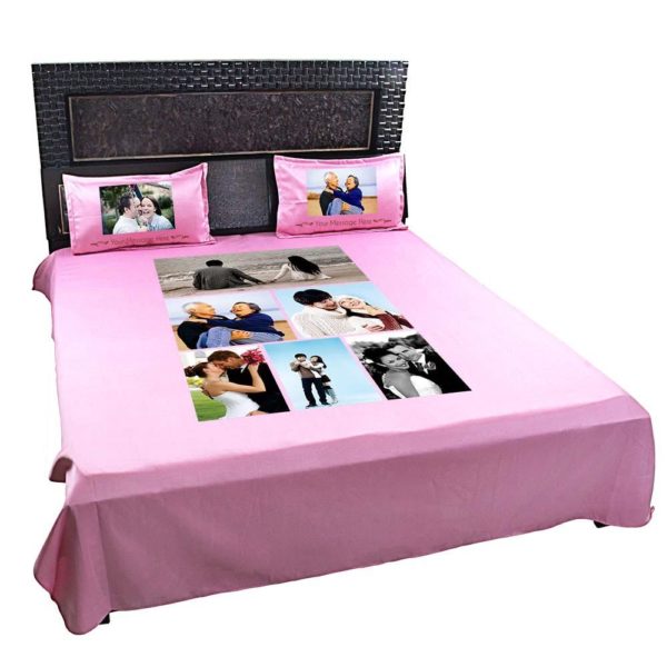 Personalized 6 Photo Collage Double Bed sheet with Pillow Covers