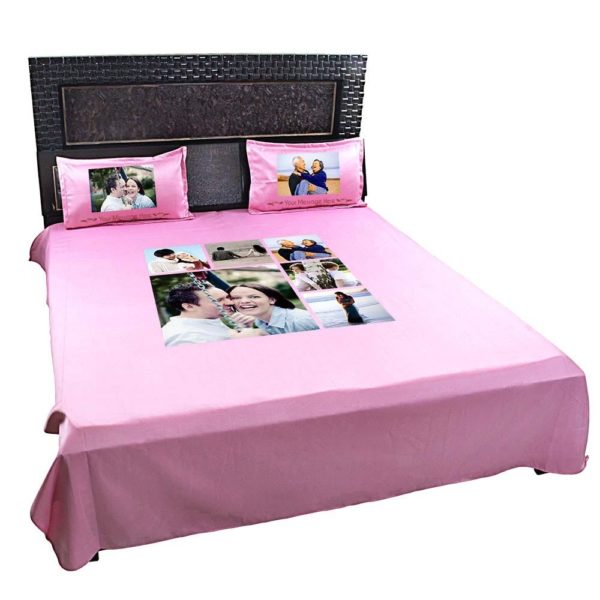 Personalized 6 Photo Collage Double Bed sheet with Pillow Covers