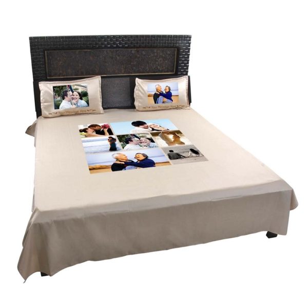 Personalized 7 Photo Collage Double Bed sheet with Pillow Covers