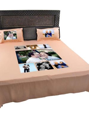 Personalized 7 Photo Collage Double Bed sheet with Pillow Covers