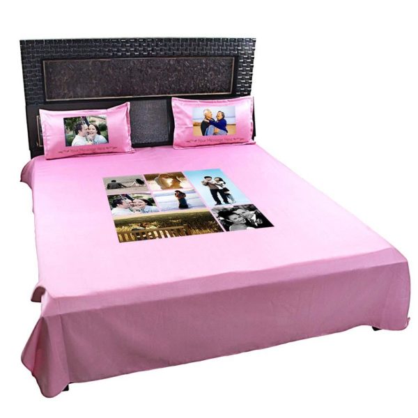 Personalized 7 Photo Collage Double Bed sheet with Pillow Covers