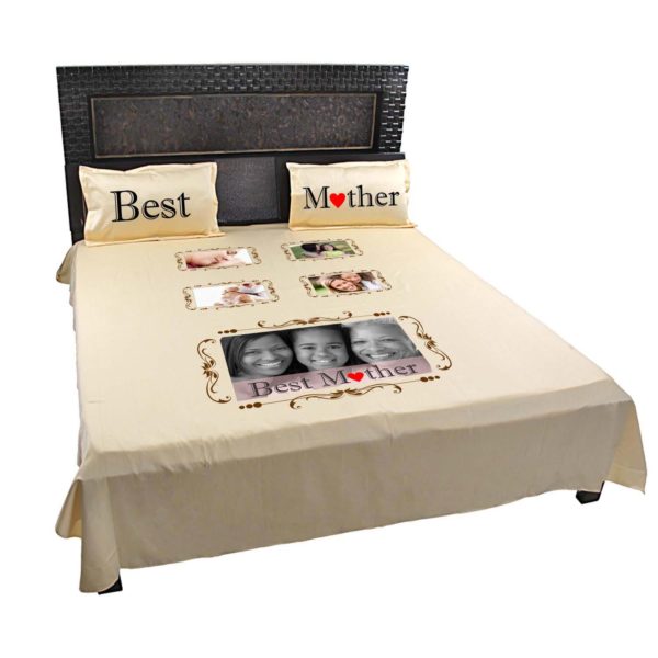 Personalized Best Mother Double Bed Photo Bedsheet for Mother