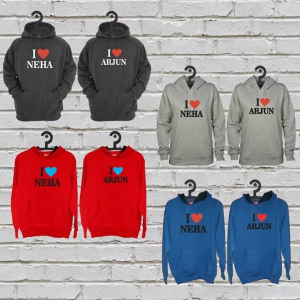 Personalized I Love Couple Hoodies