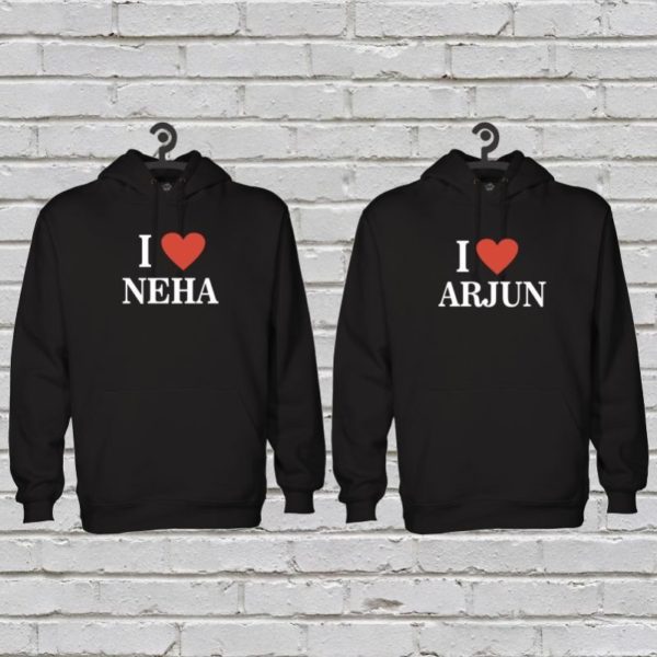 Personalized I Love Couple Hoodies