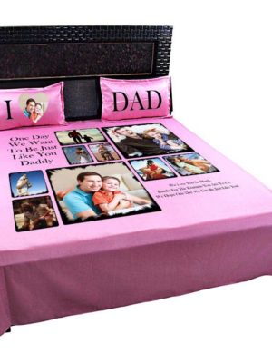 Personalized-Photo-Bedsheet-for-Loving-Dad-Pink