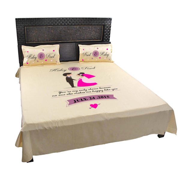 Personalized Romantic Couple Bedsheet With 2 Pillow Cover